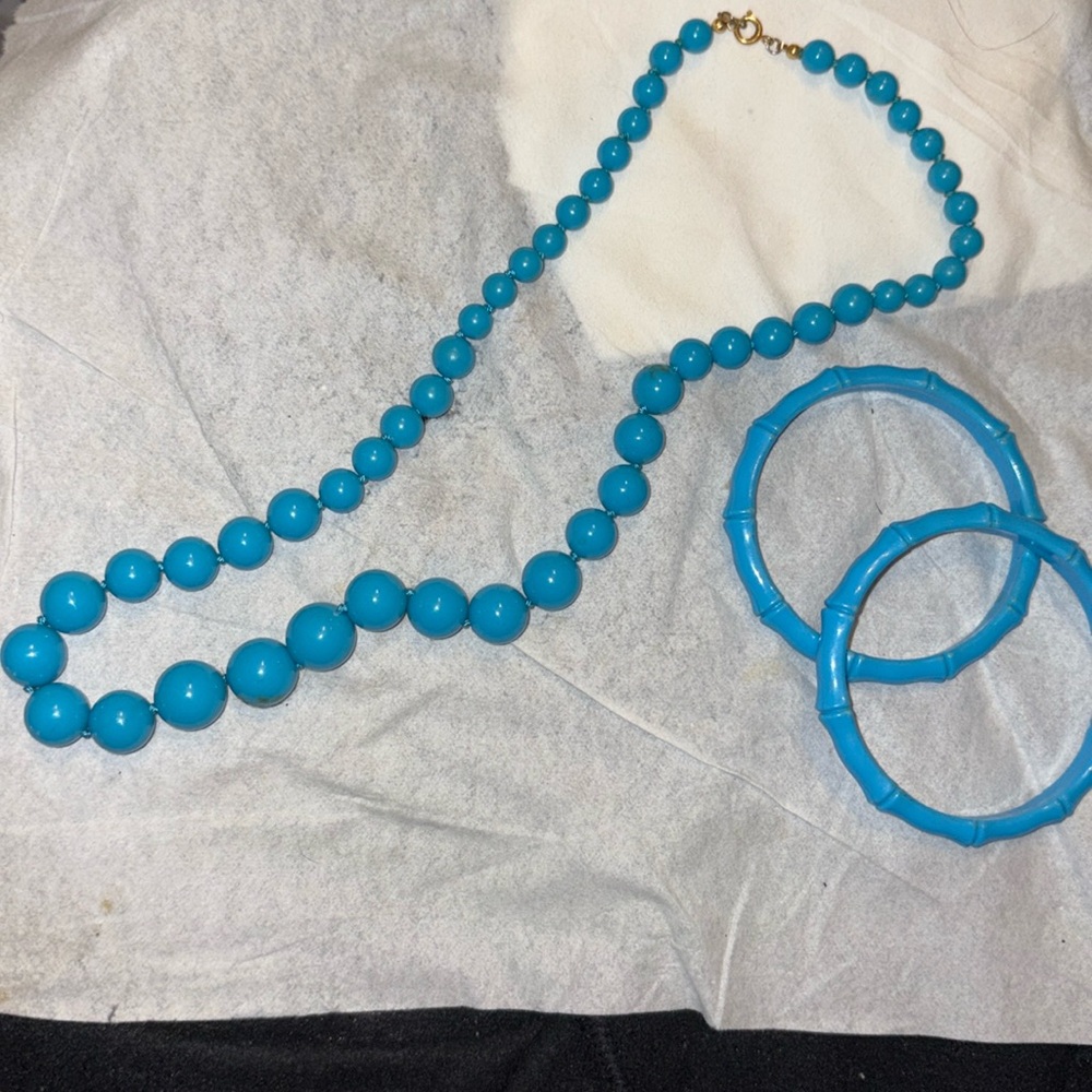 Bamboo Bangles Plus NECKLACE-Turquoise acrylic